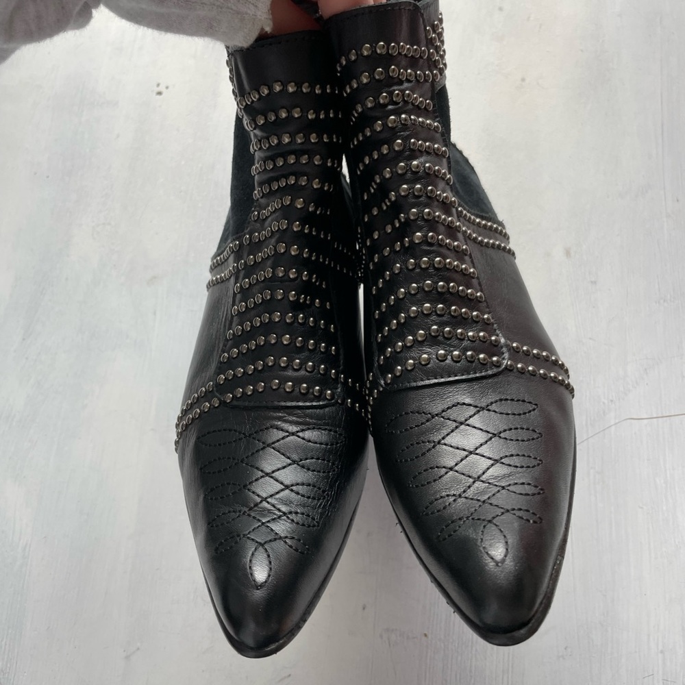 Anine Bing Charlie Studded Ankle Booties Black Leather - Picture 8 of 12